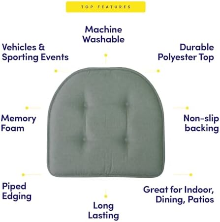 Sweet Home Collection Chair Cushion Memory Foam Pads Tufted Slip Non Skid - Image 5