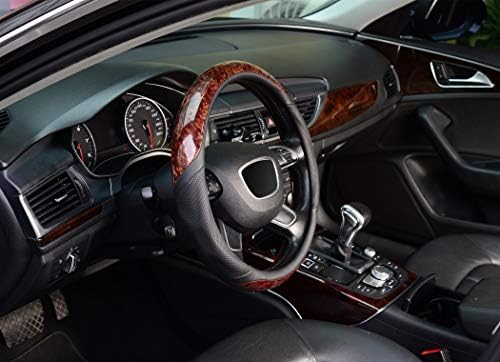 KAFEEK Wood Grain Steering Wheel Cover, Microfiber Leather, 15 Inch - Image 6