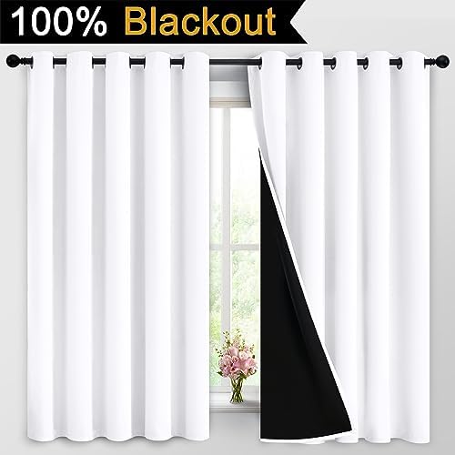 Yakamok Pure White 100% Blackout Curtains 63 Inches Long 62" Wide 2 Panel - Image 2