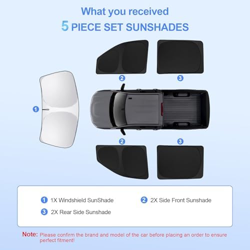 5pcs Car Window Shades for Chevrolet Silverado 2500 Crew cab 2020-2026 - Image 6