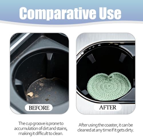 2PCS Handmade Crochet Car Cup Holder Coasters - Image 5