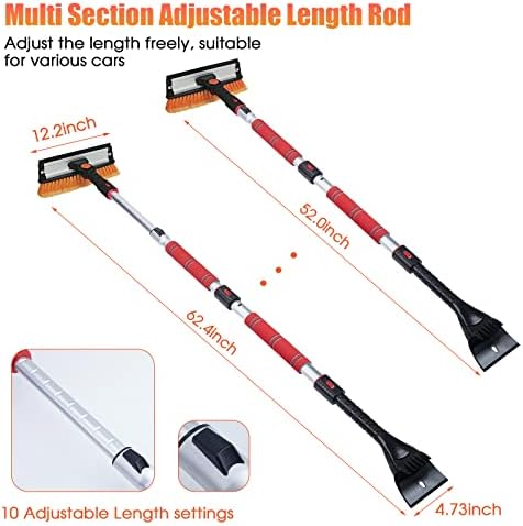 FOVAL 62.4" Extendable Ice Scraper Snow Brush - Image 5