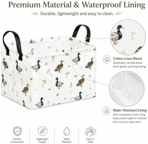 Mallard Duck Storage Basket, Foldable Toy Bin, 14.5 x 10.2 x 9.4 Inches - Image 7