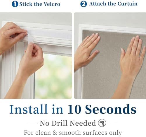 100% Blackout Self Adhesive Curtains, Fabric Temporary Window Coverings Easy to - Image 3