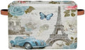 AUUXVA Storage Basket Vintage Paris Eiffel Tower Rose Flower Old Car Storage by AUUXVA