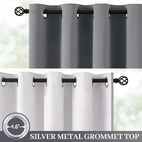 Yakamok Grey 100% Blackout Curtain Panels 96 inches, 2 Panels - Image 2