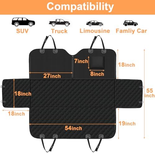 Mancro Dog Car Seat Cover for Back Seat, Waterproof Dog Hammock for Car - Image 4