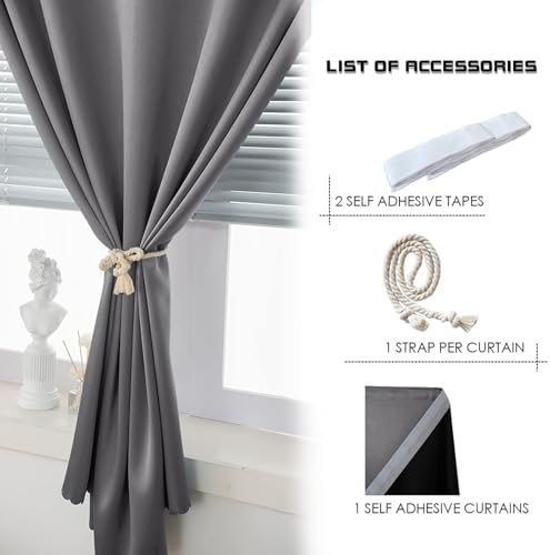 AJAZZ 100% Window Blinds Blackout Portable Black Out Curtains Adhesive Curtains - Image 4