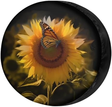 Butterfly and Sunflower She is Sunshine Spare Tire Cover Dust-Proof Wheel Tire by Foruidea