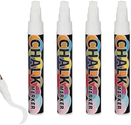 4PCS White Jumbo Liquid Chalk Markers Erasable 10mm Reversible Tip by Unknown