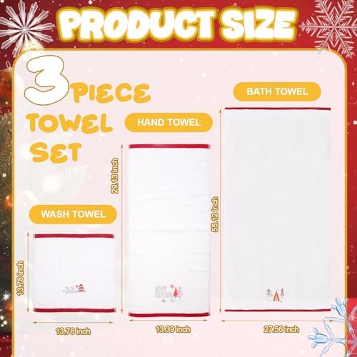 Peryiter 3 Pack Xmas Decorative Bath Towel Set - Image 2