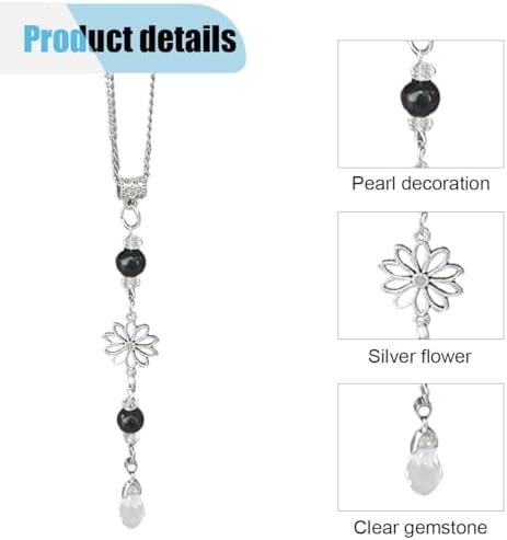 Flower Car Rear View Mirror Pendant, Bling Crystal Car Interior Decoration - Image 3