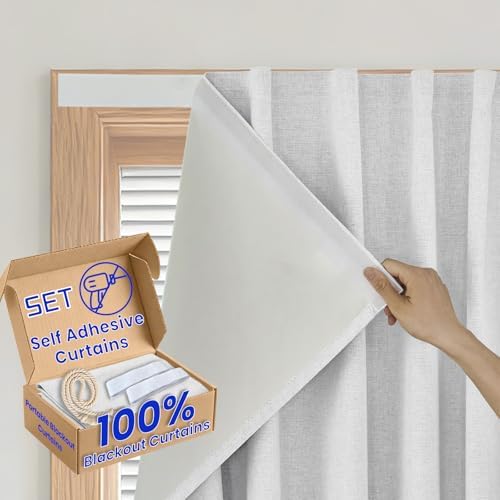 100% Blackout Self Adhesive Portable Curtains by Sovtfides