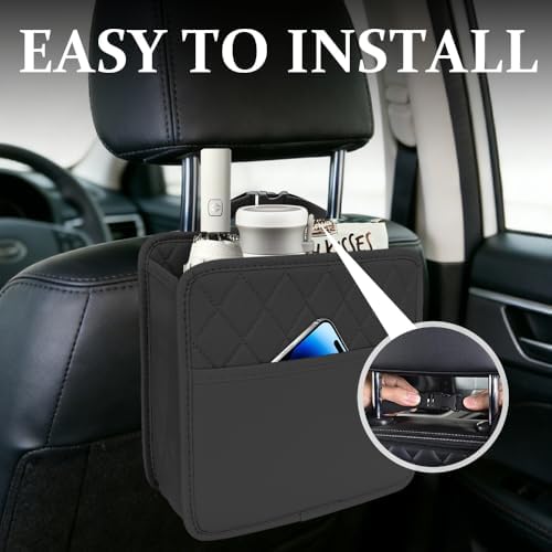 Car Seat Back Organizer, Leather Backseat Hanging Storage Bag, Car Large - Image 4
