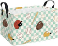 Rectangular Collapsible Storage Basket Toy Organizer Green Grid Baseball by LANGYASHAN