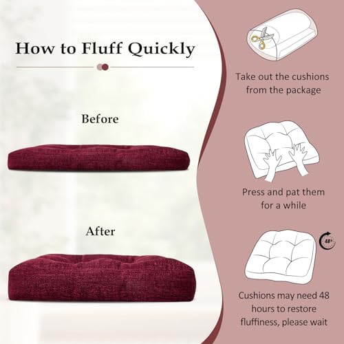 downluxe Chair Cushions for Dining Chairs 4 Pack, Tufted Indoor Chair Pads - Image 6