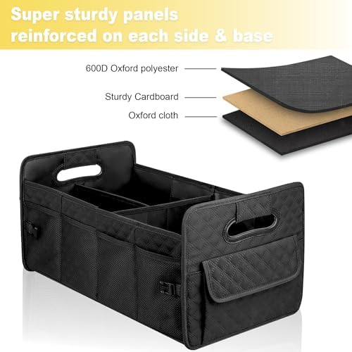 JiatuA Car Trunk Organizer for SUV, Collapsible Car Storage Organizer Black - Image 4