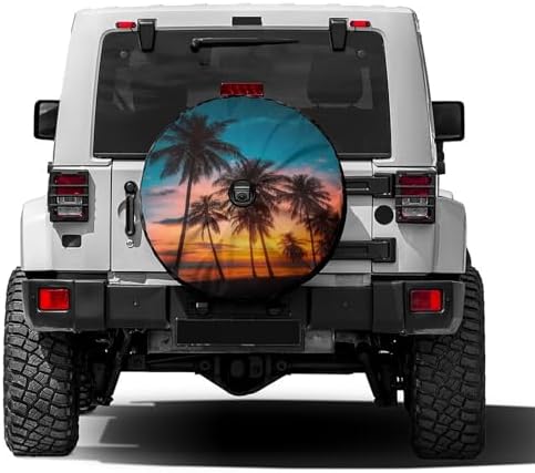 KiuLoam Coconut Palm Trees Beach Sunset Spare Tire Cover by KiuLoam