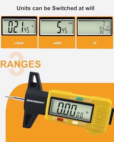 GODESON Yellow Digital Tire Tread Depth Gauge - Image 3