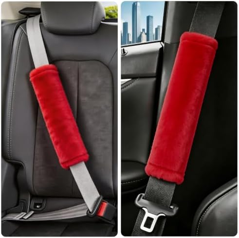 Amooca 2-Pack Soft Furry Universal Seatbelt Cover Car Shoulder Pad - Image 6