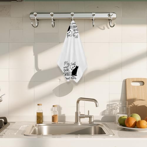Funny Cat Kitchen Towels Humorous Waffle Soft Dish Hand Towel - Image 6