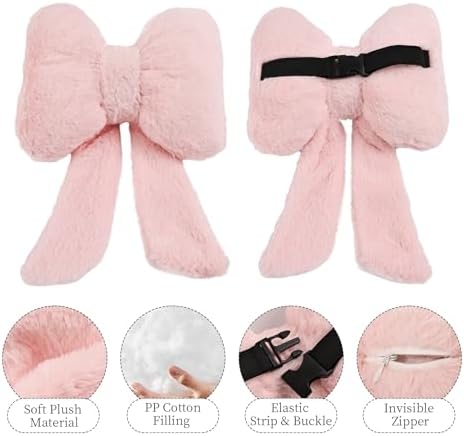 2 Pack Bow Car Headrest Pillows Plush Neck Pillows - Image 4