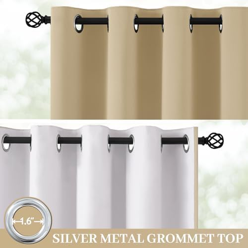 Yakamok Beige 100% Blackout Curtains 72 Inches Long - Image 2