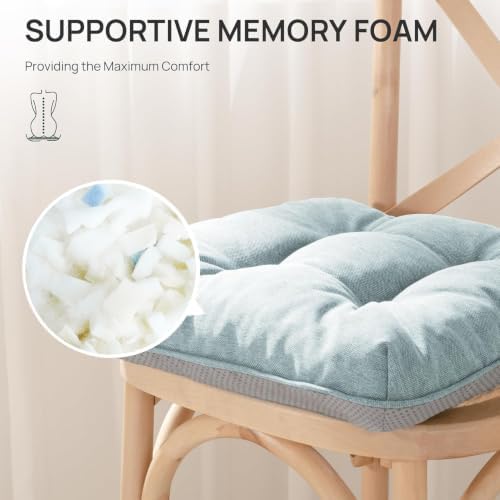 Love's cabin Memory Foam Chair Cushions Set of 4, 19 Inch, Light Blue - Image 3