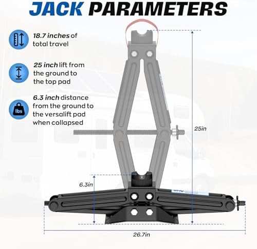 High Lift Scissor Car Jack, 3T Heavy Duty Car Jack, 3/4" Hex Drive - Image 2