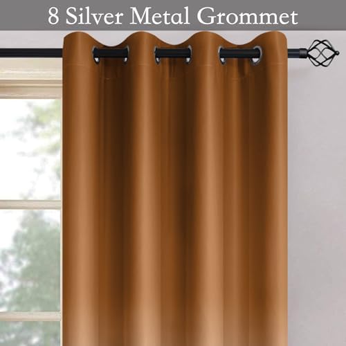 SimpleHome Burnt Orange to Grey White Ombre Room Darkening Curtains 84 Inch - Image 3