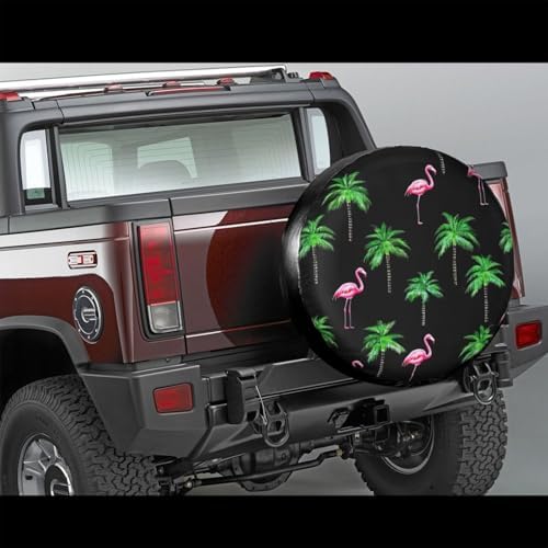 Palm Flamingos Black Spare Tire Cover - Image 2
