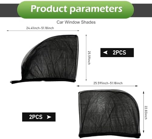 4 PCS Car Window Shades, Stretchable Side Window Full Coverage Sun Shade - Image 2