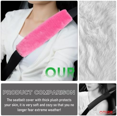 2 PCS Seat Belt Shoulder Pads, Soft Fluffy Plush Seat Belt Shoulder Strap Covers - Image 4