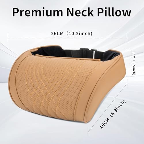 Car Neck Pillow Seat Headrest Memory Foam Palomino Brown, 2 Packs - Image 4