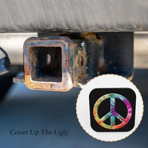 Peace Symbol Rubber Hitch Covers Rainbow Peace Sign Grunge Blue Circle Protest - Image 4