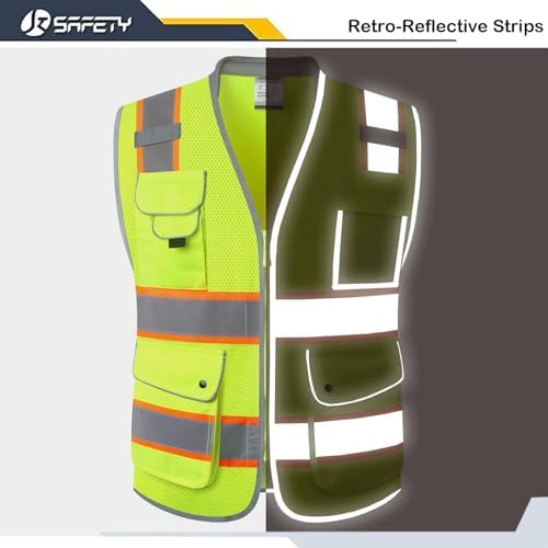 JKSafety Hi Vis Safety Vest for Men Women Cushioned Collar JK101 Yellow L - Image 3