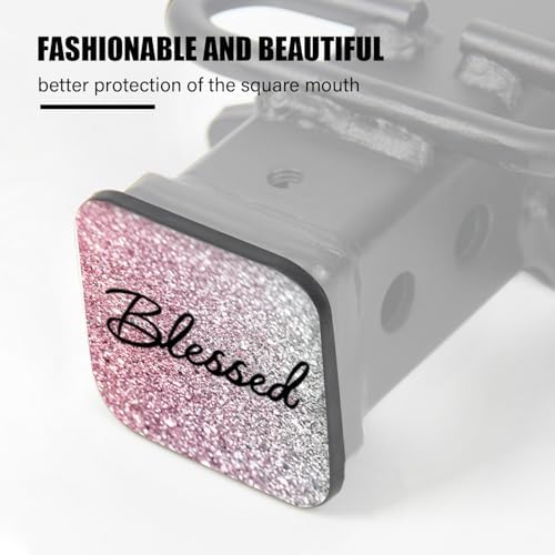 Trailer Hitch Cover, Blessed Pink Silver Glitter Design Hitch Cover Rubber - Image 4