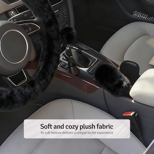 Fluffy Steering Wheel Cover 3PCS Set – Plush Fuzzy Fur Steering Wheel Cover - Image 5