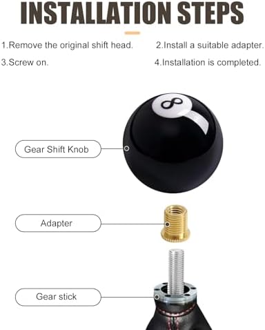 leechio Shift Knob Manual Gear, 8 Ball Billiard Round Smooth and Easy to Grip - Image 4