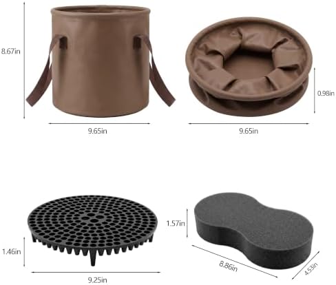 3-Piece Swirl-Free Car Wash Kit Dirt Trap Insert Collapsible Bucket Sponge - Image 2