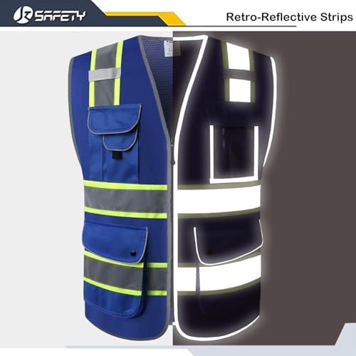 JKSafety Safety Vest for Men Women Reflective Hi Vis JK100 Blue 3XL - Image 4