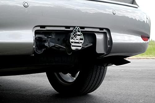K9 Dog Paw Print Black Flag Metal Hitch Cover - Image 5