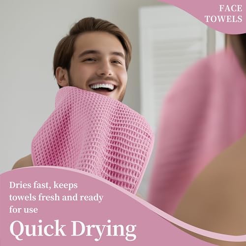 Microfiber Waffle Face Towels, 2 Pieces, Fast Drying, Lint Free 430 GSM - Image 5