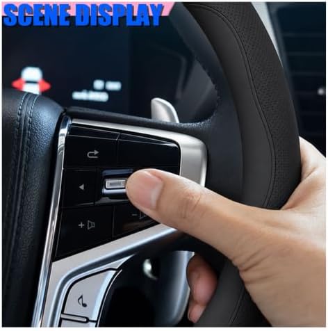 Craedli Black 3-Color Nappa Leather Car Steering Wheel Cover 14.5-15 Inch - Image 5