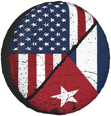 Cuba Cuban American Flag Weatherproof Spare Tire Cover by Unknown