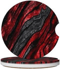 Black Red Wood Grain Absorbent Car Coasters by Unknown