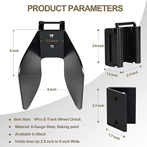 4 Pack E-Track Wheel Chock for E-Track System, Motorcycle Wheel chock - Image 2