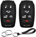 2pcs Compatible with RAM 1500 6 Buttons Black Key Fob Cover Case Key Chain by INFIPAR