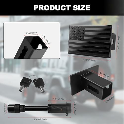 JAGASOL 2 Inch USA Flag Metal Trailer Hitch Cover - Image 2
