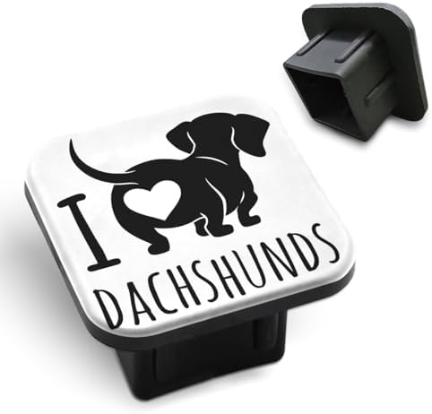 Dachshund Dog Trailer Hitch Cover I Love Dachshunds Words Cute Pet Love Heart by Unknown